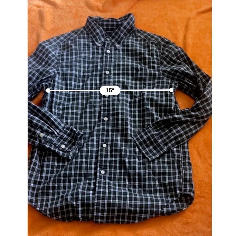 Ralph Lauren‎ Boys Plaid Button Down Shirt L 14-16 Cotton Long Sleeve